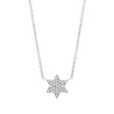 0.06ct 14k White Gold Diamond Star of David Necklace